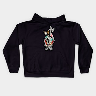 Ride with Eagle and Skull Tattoo Design Kids Hoodie